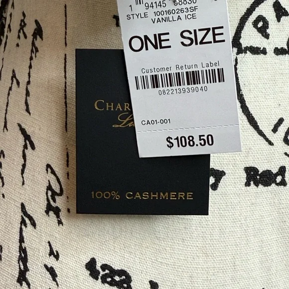 Charter Club Ivory Ribbed 100% Cashmere Scarf - Picture 5 of 5